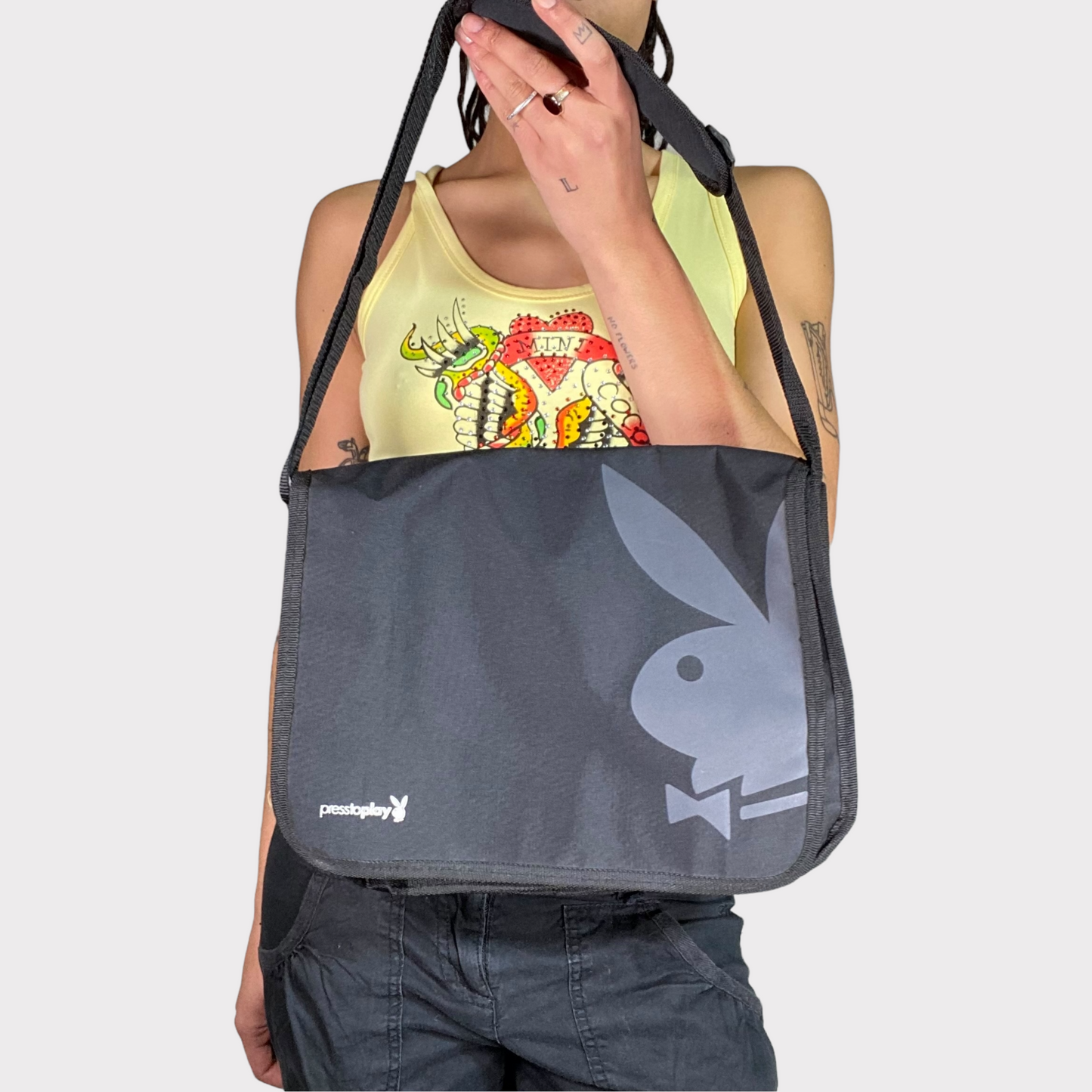 Vintage 2000's Playboy Black Messenger Crossbody Bag