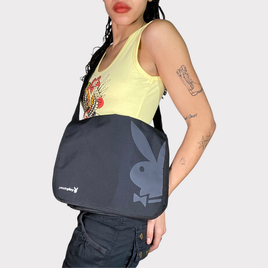 Vintage 2000's Playboy Black Messenger Crossbody Bag