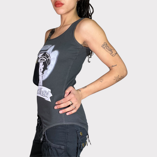 Vintage 2000's Skater Black Tank Top with Betty Boop Print (S)