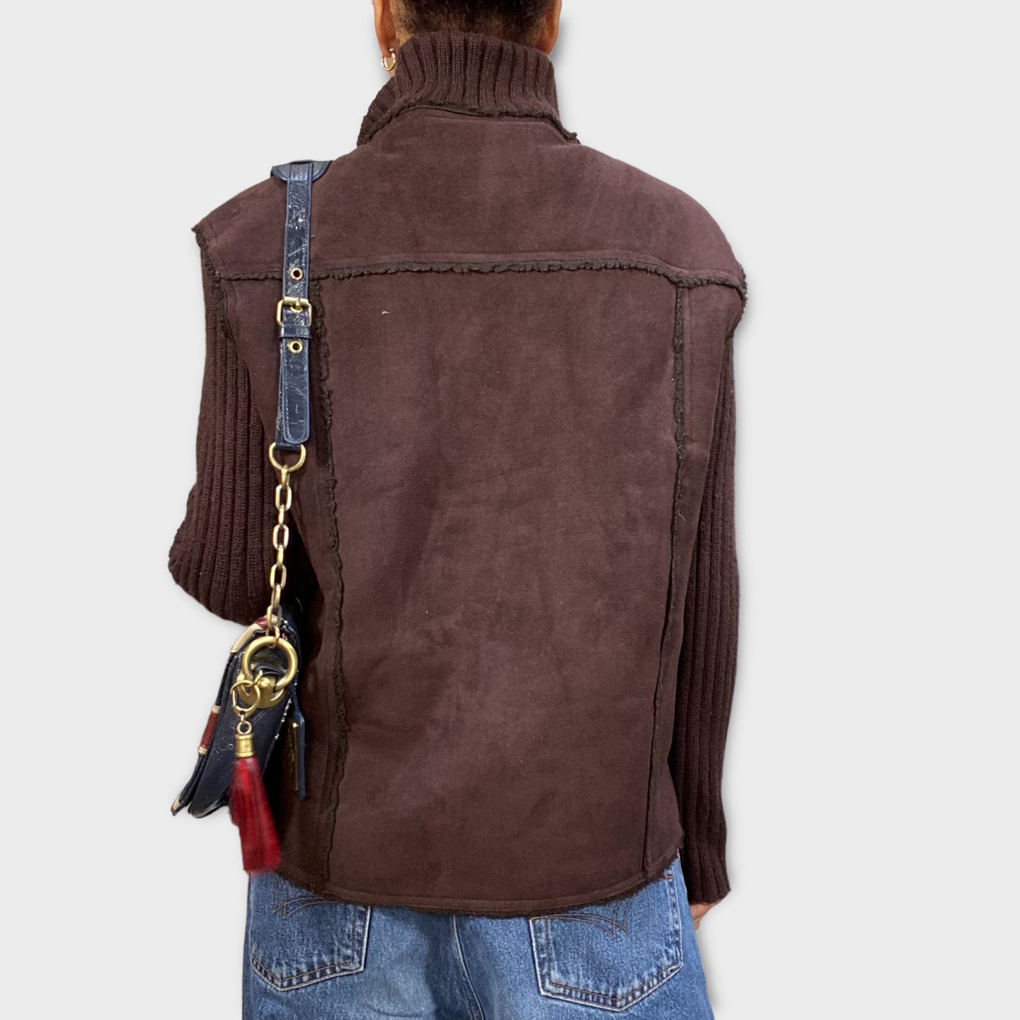 Vintage 2000's Rock Navy UK Flag Leather Bag with Golden Studs