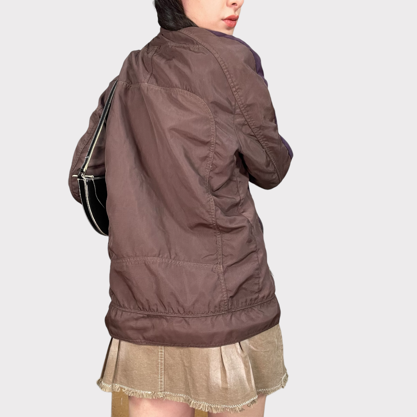 Vintage 90's Diesel Brown Bella Hadid Fabric Racer Jacket (M)