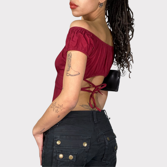 Vintage 90's Milkmaid Bordeaux Red Backless Top (S)