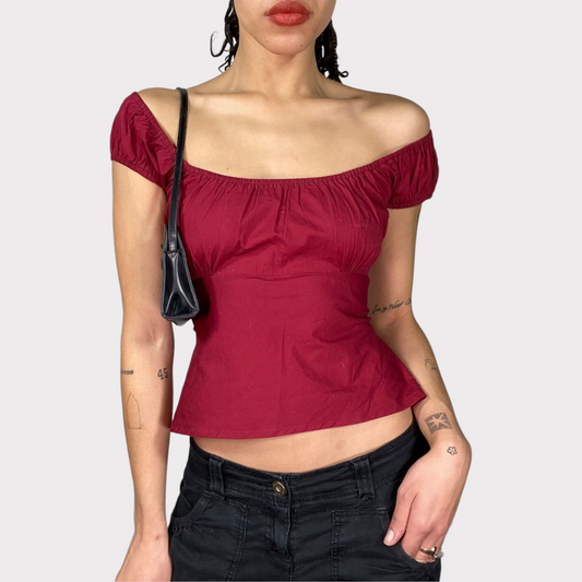 Vintage 90's Milkmaid Bordeaux Red  Backless Top (S)