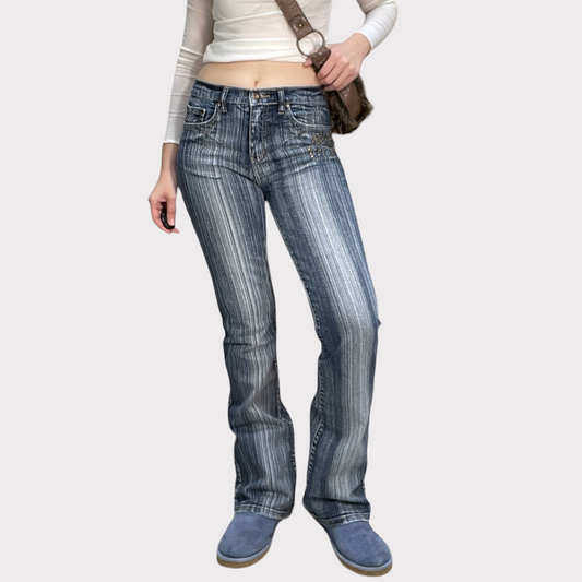Vintage 2000's Funky Striped Jeans with Stud Details (S)