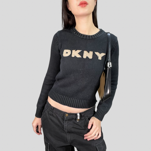 Vintage 90's Archive DKNY Black Knit Sweater (S)