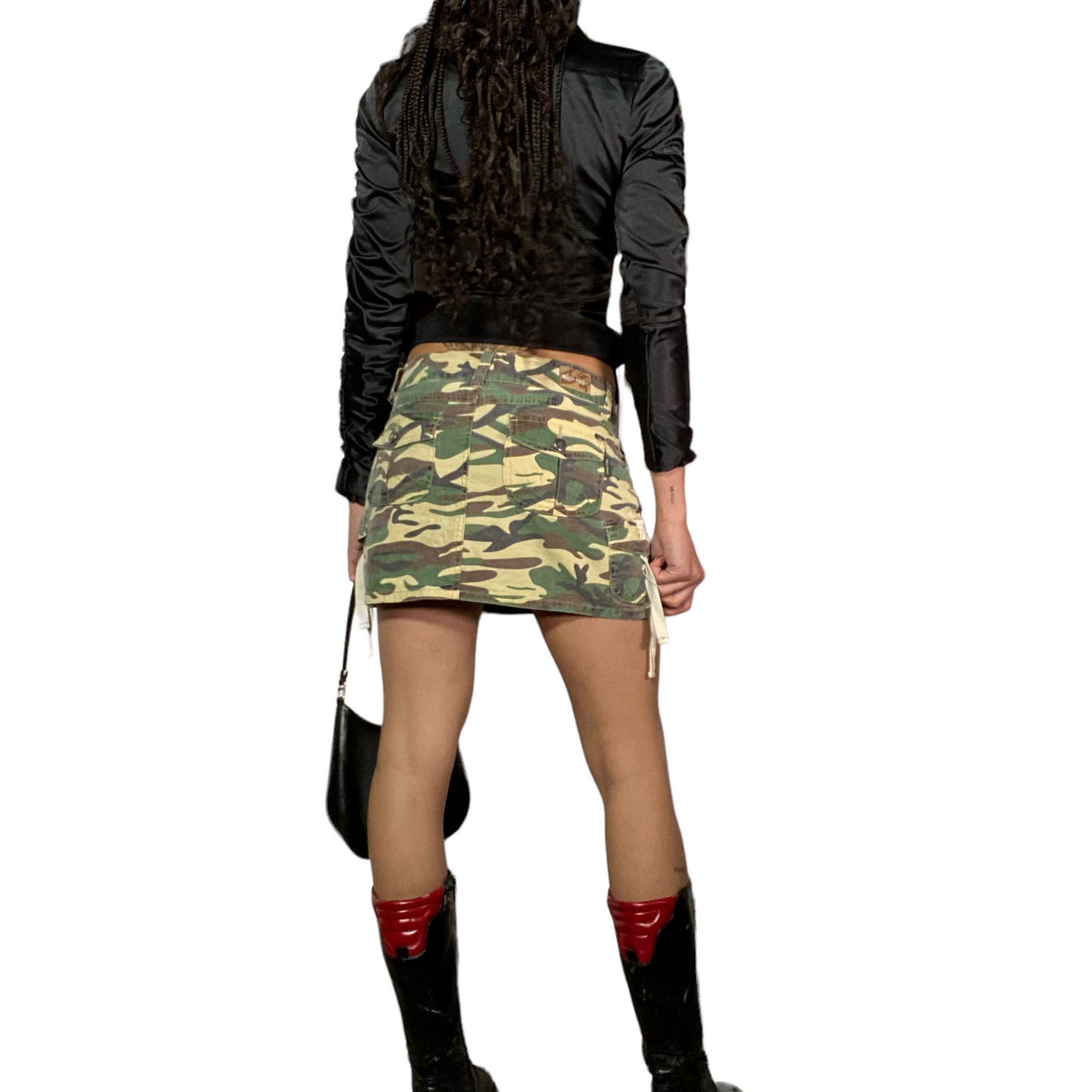 Vintage 90's Grunge Denim Camo Mini Skirt (S)