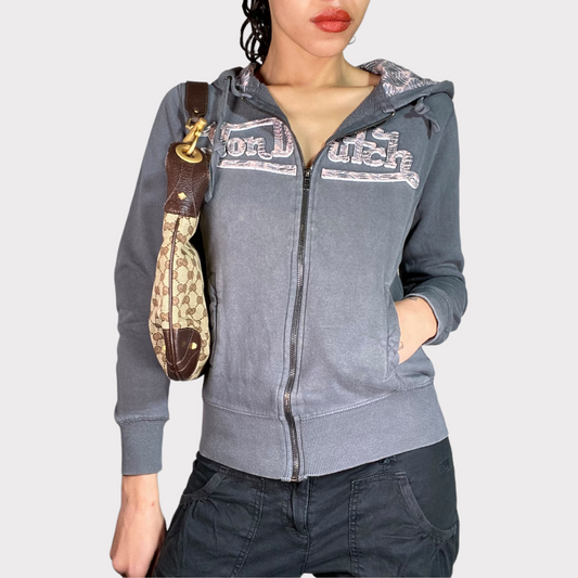 Vintage 2000's Archive VonDutch Grey Zip Up Hoodie (S)