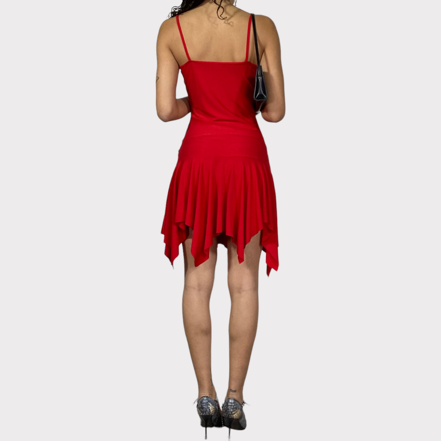 Vintage 2000's Clubwear Red Tango Dress with Buckle Detail (S)