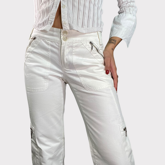 Vintage 90's Cyber White Cargo Pants (S)