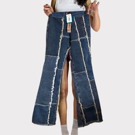 Vintage 2000's Western Patchwork Flared Jeans (XS)