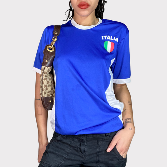 Vintage 2000's Football Core Blue Italia Tricot Shirt (S/M)