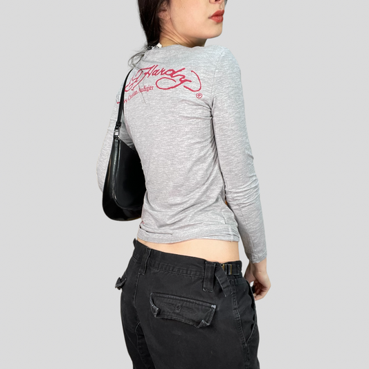 Vintage 2000's Ed Hardy Grey Longsleeve Top (M)