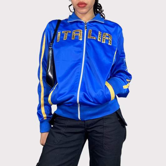 Vintage 2000's Football Core Blue 'Italia' Zip Up Sweater (L)