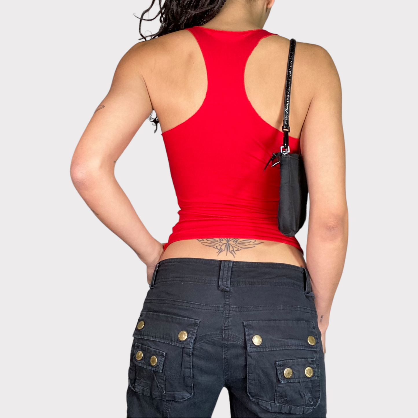 Vintage 2000's Funky Red Tank Top with 'Teenager' Print (S)