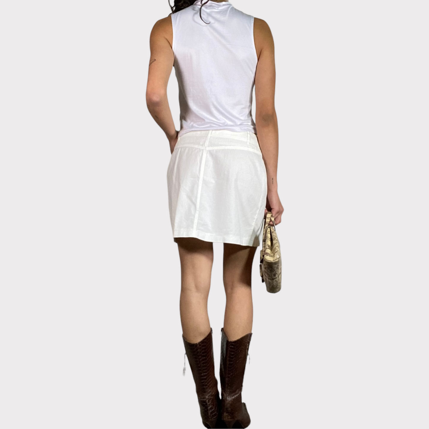 Vintage 2000's Funky White Denim Mini Skirt (S/M)