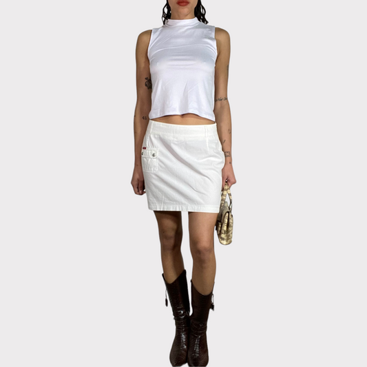 Vintage 2000's Funky White Denim Mini Skirt (S/M)