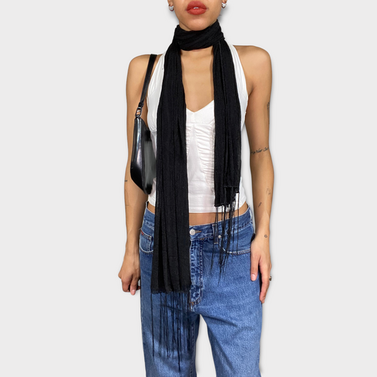 Vintage 2000's Black Shimmery Skinny Scarf