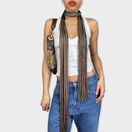 Vintage 2000's Multicolor Striped Skinny Scarf