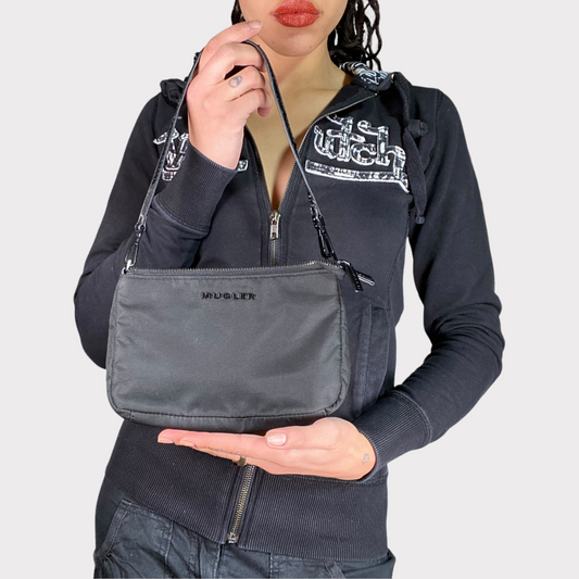 Vintage 2000's Archive Mugler Black Mini Shoulder Bag
