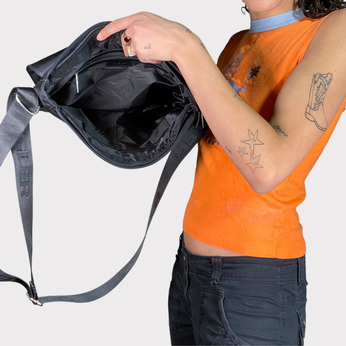 Vintage 2000's Archive Mugler Black Messenger Crossbody Bag