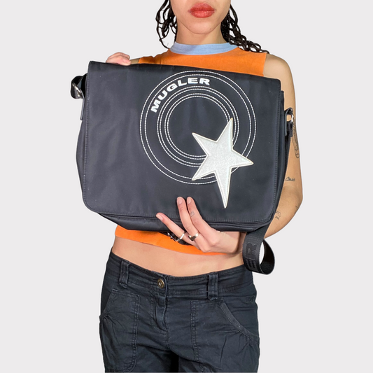 Vintage 2000's Archive Mugler Black Messenger Crossbody Bag