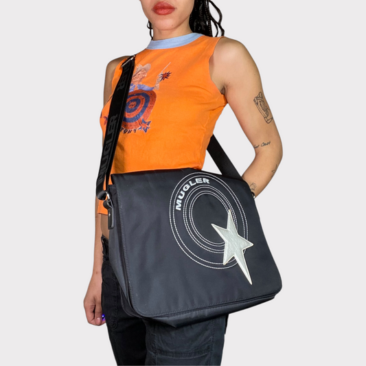 Vintage 2000's Archive Mugler Black Messenger Crossbody Bag