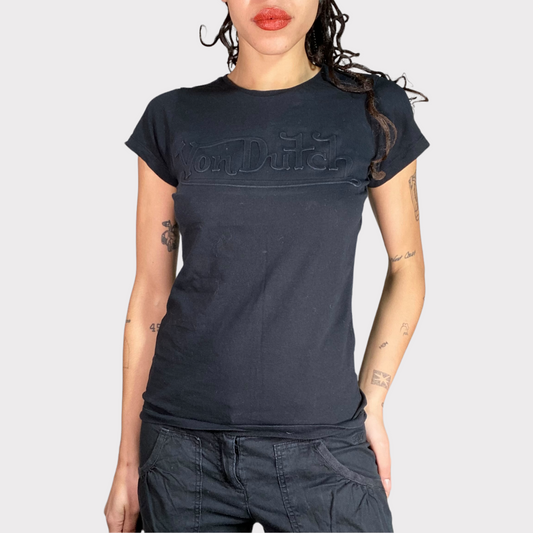 Vintage 2000's Archive VonDutch All Black Logo Shirt (S)