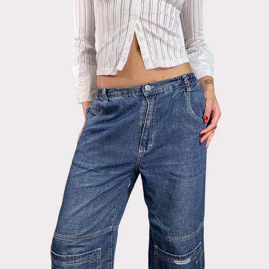 Vintage 90's Skater Denim Cargo Capris (M)