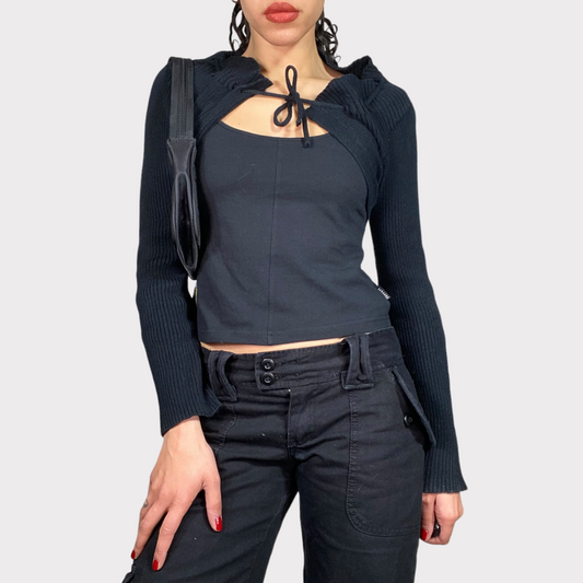 Vintage 2000's Archive Cop Copine Black Knit Bolero (S)