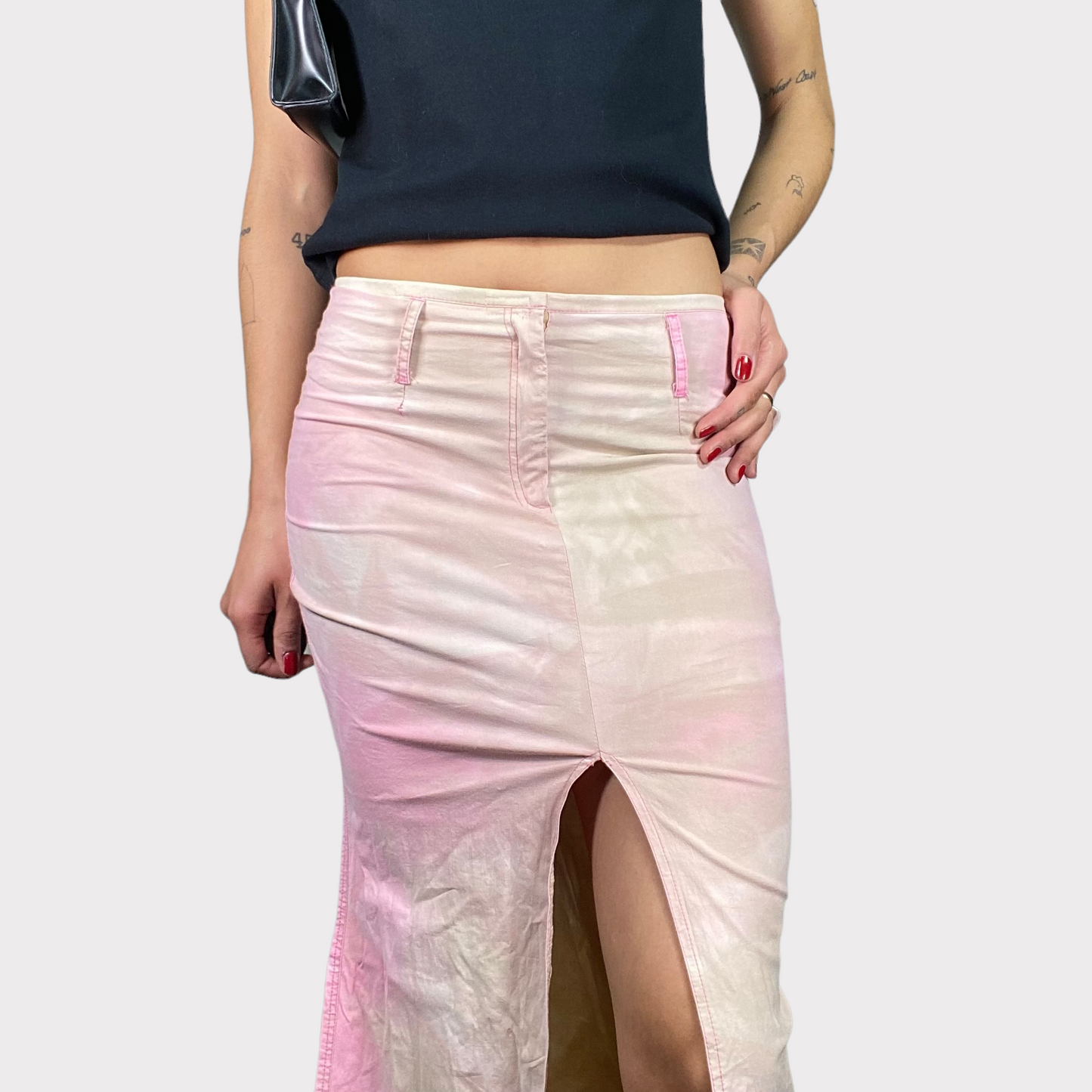 Vintage 90's Funky Bieg and Pink Tie Dye Maxi Skirt (S)