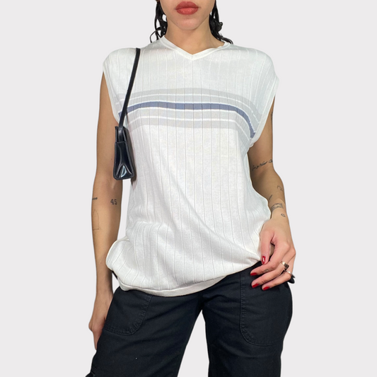 Vintage 90's White Oversized Sweater Vest (L)