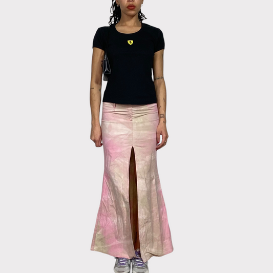 Vintage 90's Funky Bieg and Pink Tie Dye Maxi Skirt (S)