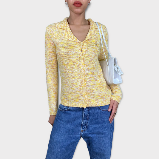 Vintage 90's Gilmore Girls Yellow Chunky Knit Cardigan (S/M)