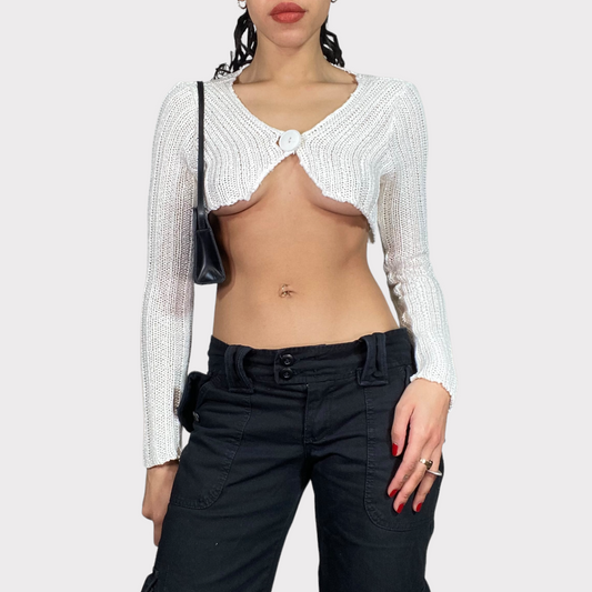 Vintage 2000's Fairy White Knit Ultra Cropped Blero (S)