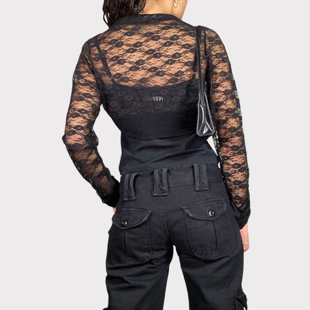 Vintage 2000's Grunge Black Lace Bolero (M)
