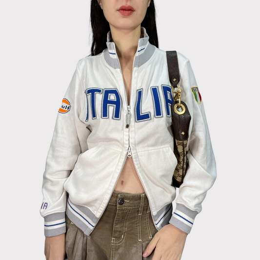 Vintage 90's Football Core White 'Italia' Zip Up Sweater (S)