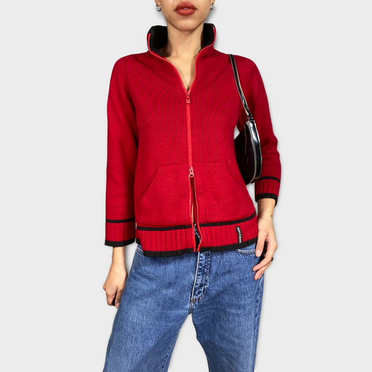 Vintage 90's Archive DKNY Red Knit Zip Up (S/M)