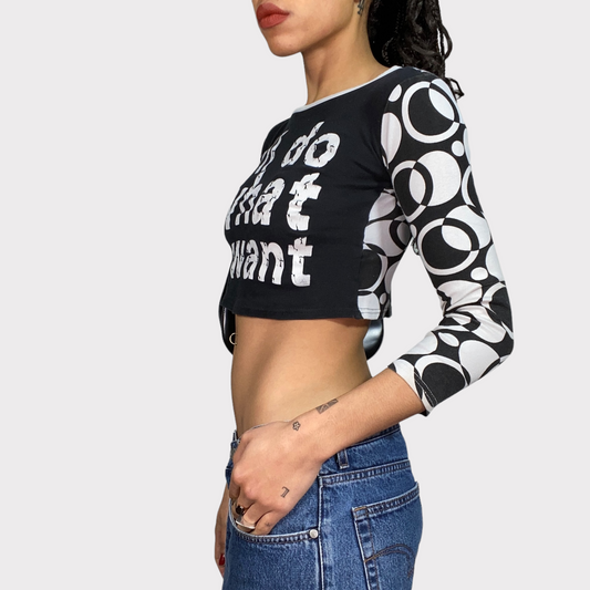 Vintage 90's Funky Black and White  'I'll Do What I Want' Longsleeve (S)