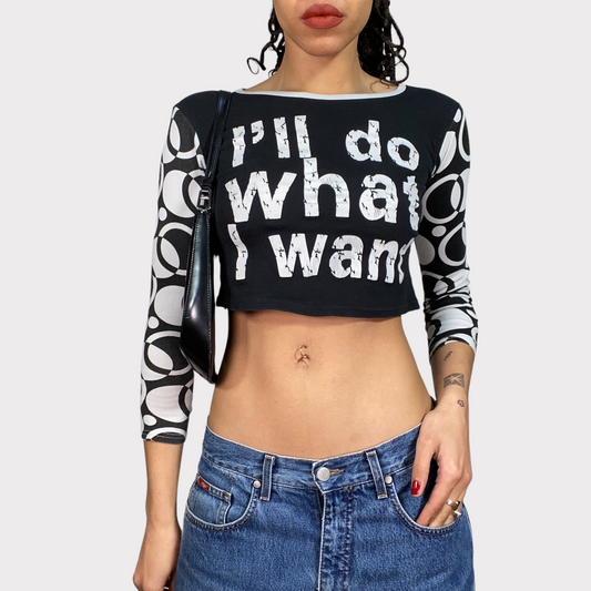 Vintage 90's Funky Black and White  'I'll Do What I Want' Longsleeve (S)