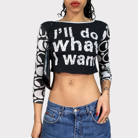 Vintage 90's Funky Black and White 'I'll Do What I Want' Longsleeve (S)