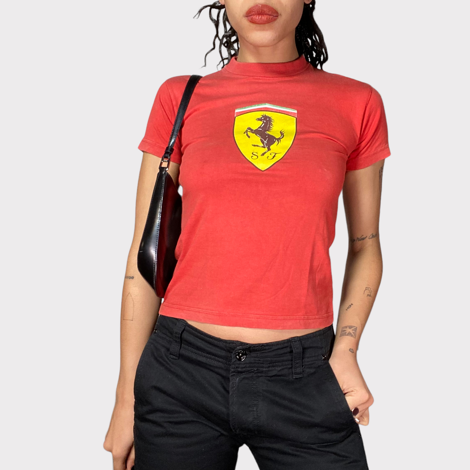 Vintage 90's Ferrari Red Baby Tee with Logo Print (S) – Michelle Tamar