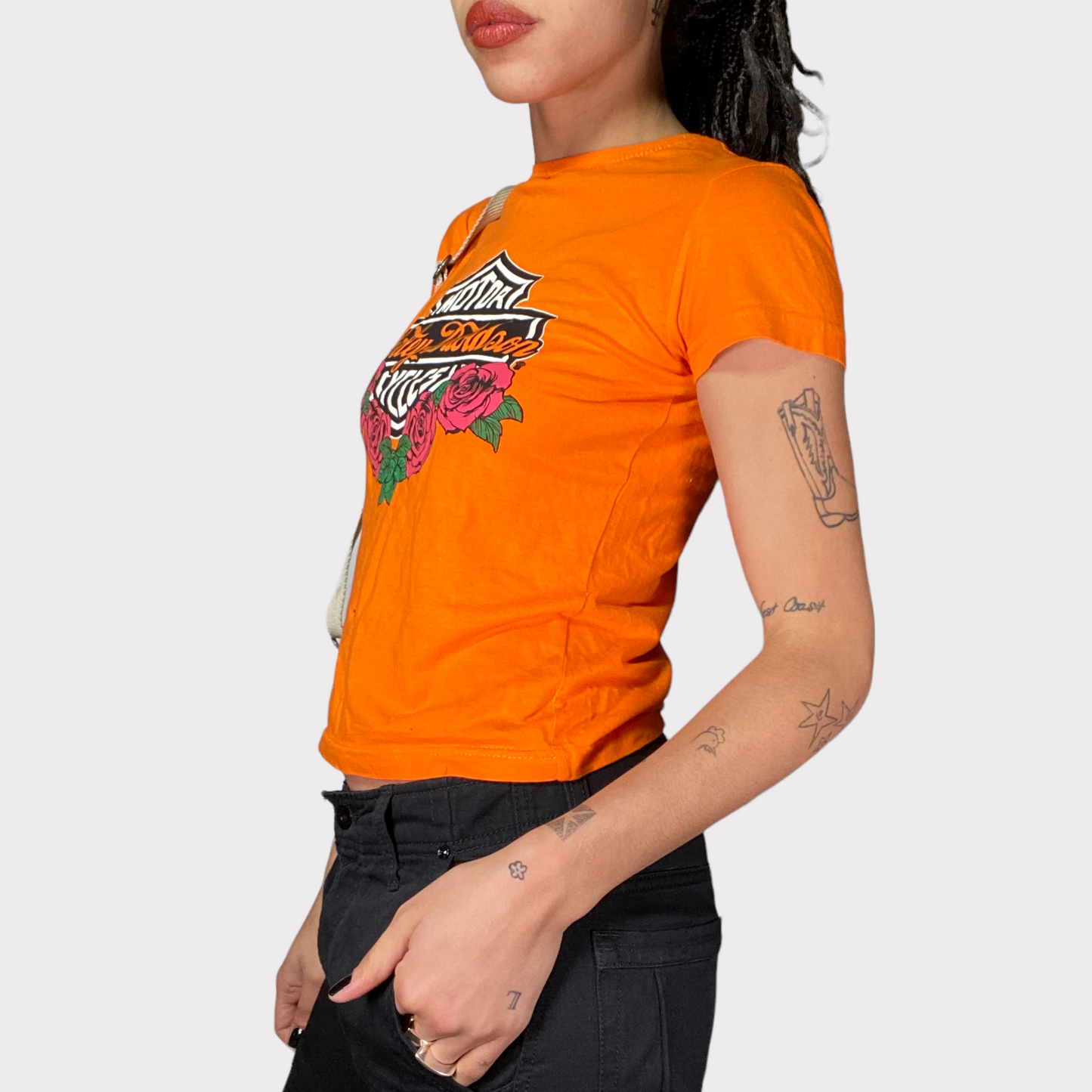 Vintage 90's Harley Davidson Orange Shirt with Flaw(S)