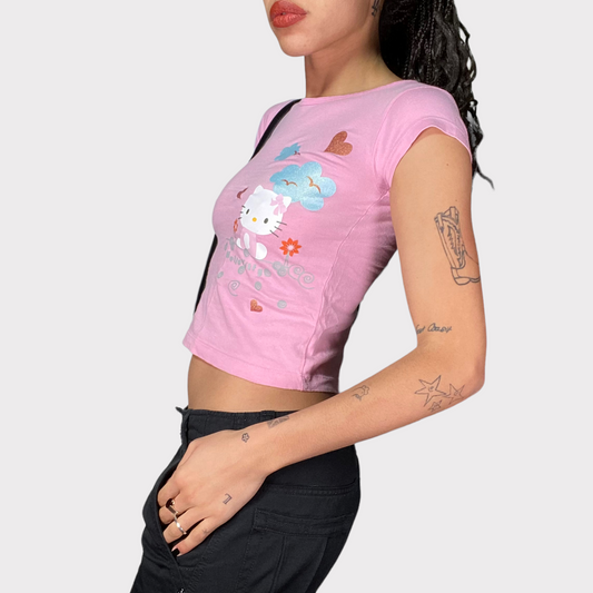 Vintage 2000's Skater Baby Pink Hello Kitty Baby Tee (XS/S)