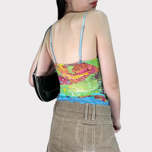 Vintage 90's Indie Multicolor  Asymmetrical Cami Top (XS/S)