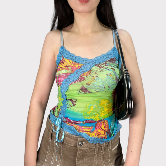 Vintage 90's Indie Multicolor Asymmetrical Cami Top (XS/S)