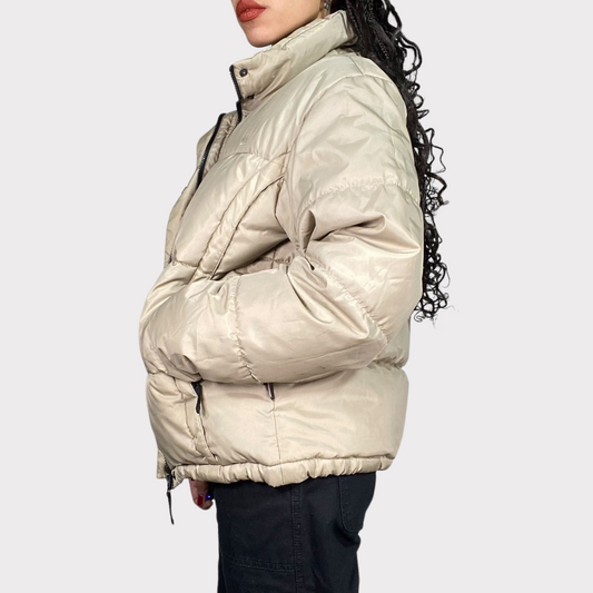 Vintage 90's Winter Beige Cropped Puffer Jacket (M)