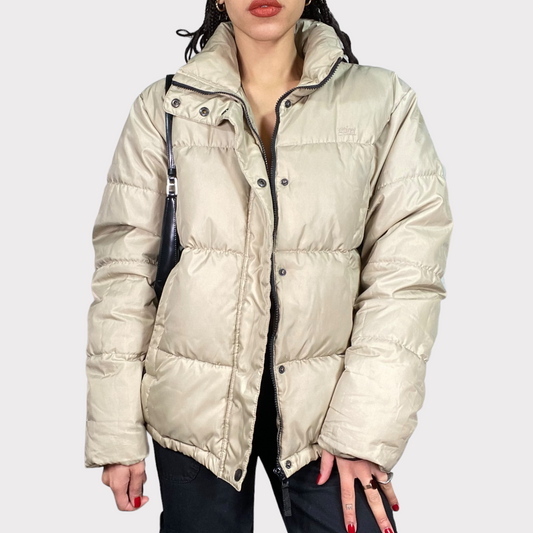 Vintage 90's Winter Beige Cropped Puffer Jacket (M)