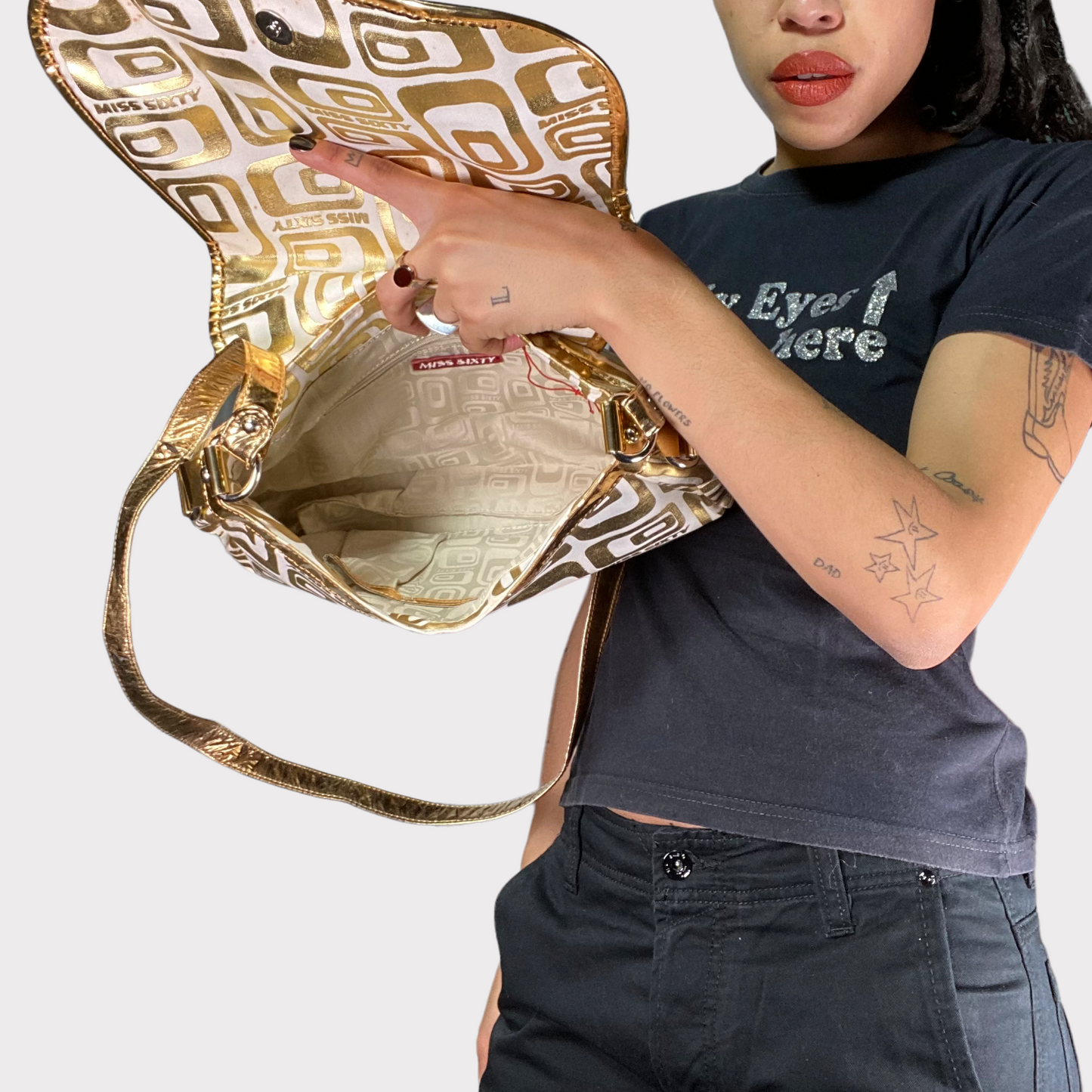 Vintage 2000's Archive Miss Sixty Gold Crossbody Bag