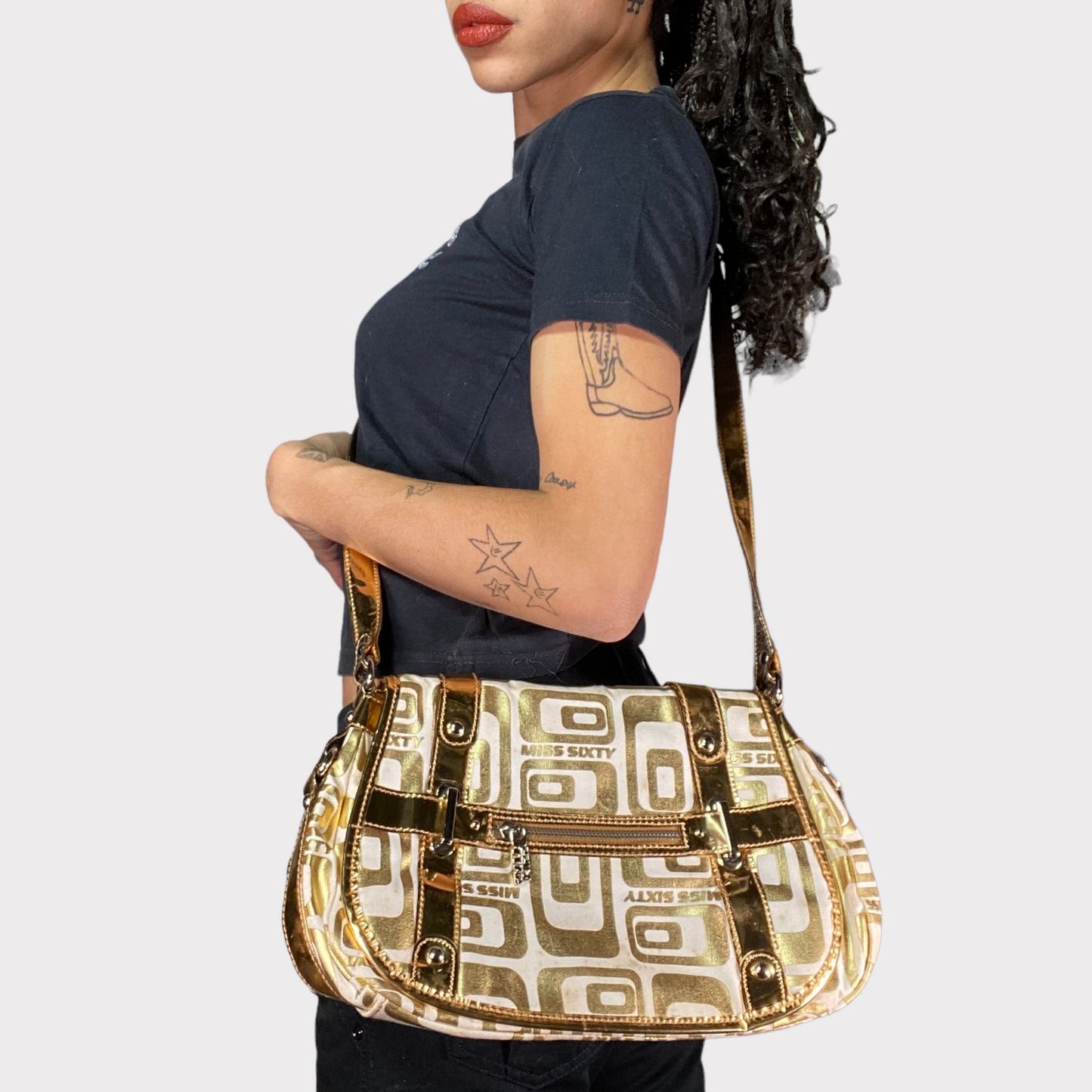 Vintage 2000's Archive Miss Sixty Gold Crossbody Bag