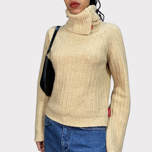 Vintage 90's Miss Sixty Beige Turtle Neck Knit Sweater (S/M)